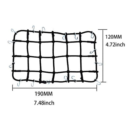 1/10 RC Elastic Luggage Net 19x12cm with Hooks for 1:10th RC Crawler Rock Climbing Truck Car D90 TRX4 Roof Rack (Black)