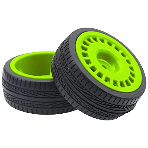 Outer Diameter 70mm Rubber Tires & Nylon 12mm Hex Hub Wheel Rims Compatible with Tamiya HPI Kyosho HSP 1/10 1/12 On-Road Touring Car,WLtoys 1/14 144001 1/18 A959B RC Buggy (Green) - color: Green
