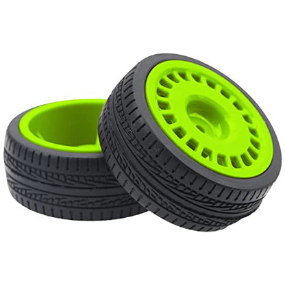 Outer Diameter 70mm Rubber Tires & Nylon 12mm Hex Hub Wheel Rims Compatible with Tamiya HPI Kyosho HSP 1/10 1/12 On-Road Touring Car,WLtoys 1/14 144001 1/18 A959B RC Buggy (Green) - color: Green