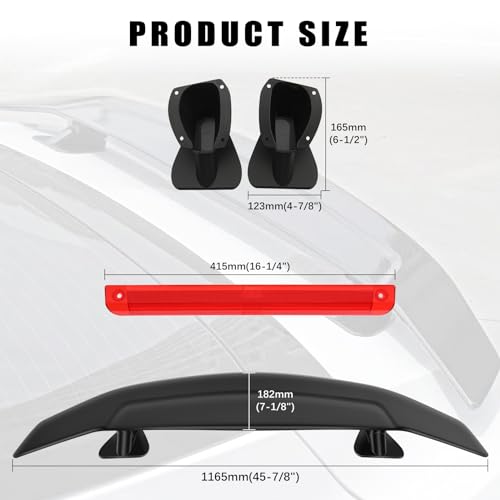 JMTBNO 46Inch Universal Rear Spoiler, Black Sport Style Racing Spoiler Truck Wing Lightweight,Rear Trunk Spoiler Wing Lid Tail Deck Spoiler Fit for Sedan Coupe Hatchback - color: Matt Black