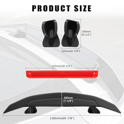 JMTBNO 46Inch Universal Rear Spoiler, Black Sport Style Racing Spoiler Truck Wing Lightweight,Rear Trunk Spoiler Wing Lid Tail Deck Spoiler Fit for Sedan Coupe Hatchback - color: Matt Black