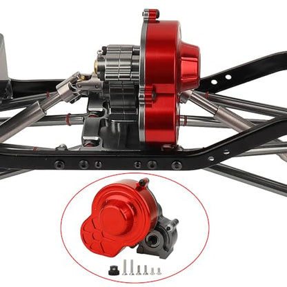 All Metal Complete Gearbox Transmission with Motor Gears for 313mm Wheelbase 1/10 RC Crawler Truck Axial SCX10 & SCX10 II DIY Upgrade Parts (red-Titanium) - color: Red-titanium