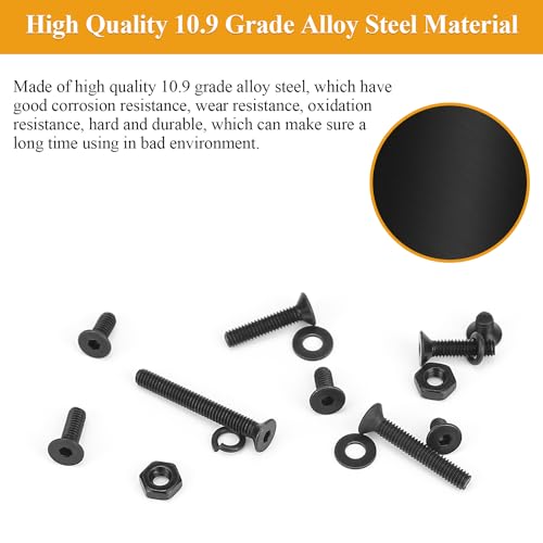 565 Pieces M2.5 Screws Nuts Washers Set Black, Sutemribor M2.5 x 4/6/8/10/12/16/20mm Countersunk Head Socket Cap Screws Nuts Washers Assortment Kit, 10.9 Grade Alloy Steel, Fully Threaded - size: M2.5, style: Countersunk Head Socket Cap