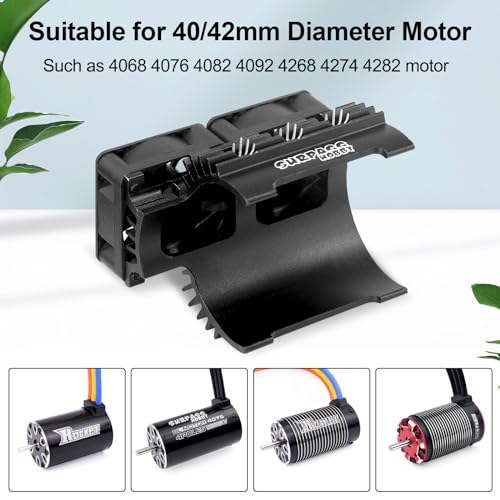 OGRC Dual 30mm RC Cooling Fans 27000 RPM 1/7 1/8 40/42mm Dia Motor Heatsink | Metal Cover, Fits 4068 4274 Series Brushless Motor