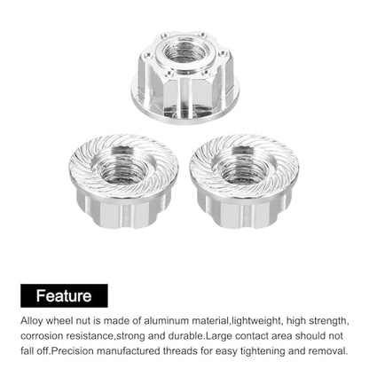 MECCANIXITY Hexagonal Nuts Aluminum M4 RC Wheel Carving Hex Nuts Dustproof Anti-Skid Mount Cap for 1/10 RC Model Car Trucks Off Road Car Upgraded Parts Pack of 2(Silver) - color: Silver