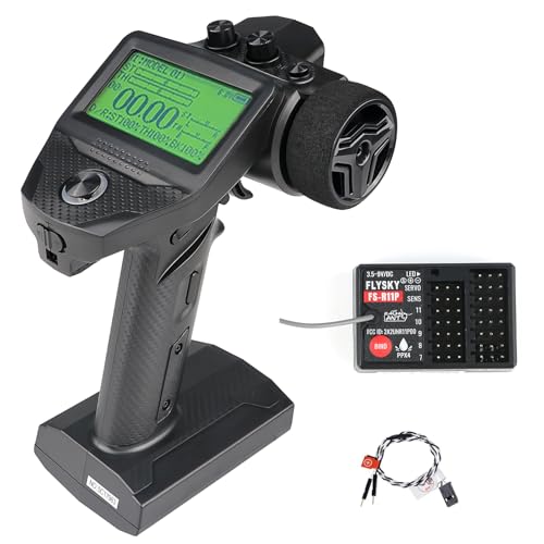 Flysky FS-G7P+ Transmitter, 2.4GHz 10CH New Upgrades FS-G7P Transmitter with FS-R11P Receiver Combo, Upgraded Memory, Foam Wheel, Lightweight, Wide-View UI, Type-C & 300m+ Range