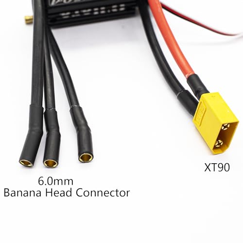 O'Hara 120A 2-6S LiPo ESC Waterproof Brushless Electronic Speed Controller with BEC and XT90 6.0mm Banana Head Connector for RC Boats Model Ship - size: 120A ESC