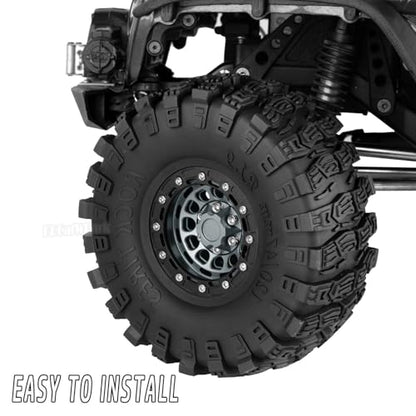 RC 1.9 Beadlock Rims & Wheels Tires w/Adjustable Offset for 1/10 SCX10 TRX4 TRX6 Gen7/8 D90 VS4-10 MST CFX RC Crawler Car,BRCatWPark 4pcs Aluminum Double Rims and Rubber Tires w/Sponge,Titanium - color: Titanium - (Adjustable Tires)