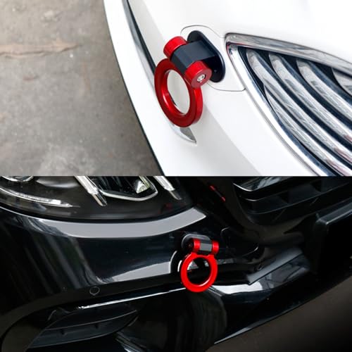 x xotic tech 2pcs JDM Track Racing Style Bumper Trailer Tow Hook Ring Decoration Sticker Universal Fit All Car Truck SUV, Red + Black - color: Red+Black