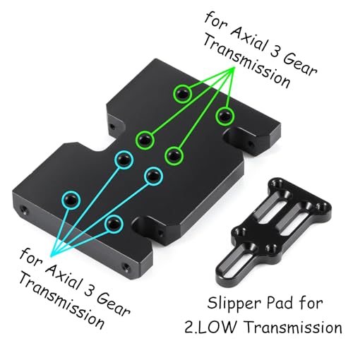70mm Delrin Skid Plate with Adapter Plate for SCX10 II 2Low Transmission | With Axial 3 Gear Pattern, Front Link Mount Close Together, with Mounting Hardwares