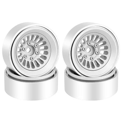 CNC 1.3" Beadlock Wheel Rim for SCX24 1/24 TRX4M Ascent18 1/18 RC Crawler Aluminium Upgrade Part (Silver) - color: Silver