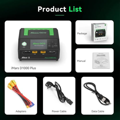 Gens ace iMars D1000 Plus Smart Charger | Bluetooth App Control | Dual Channel | G-Tech