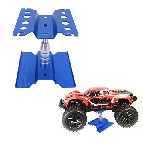 RC Car Repair Station and Screw Plate Set, Aluminum Alloy Work Stand for 1/8 1/10 1/12 1/16 Scale RC Cars, Adjustable Height with Magnetic Screw Tray and Non - Slip (Dark Blue) - color: Dark Blue