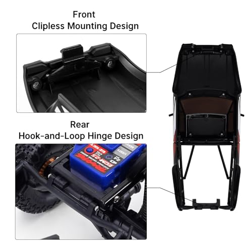 INJORA IR60 Pickup Hard Body Shell for 1/18 TRX4M Defender Bronco (Black) - color: Black
