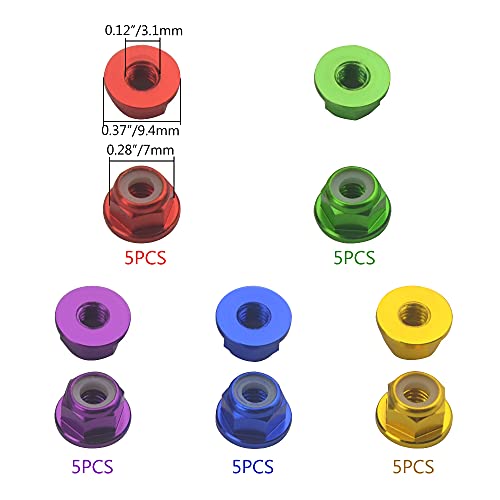 WMYCONGCONG 25 PCS M4 Aluminum Nylon Lock Nuts M4 Flange Nylon Insert Self-Locking Nut for RC Drone FPV Parts