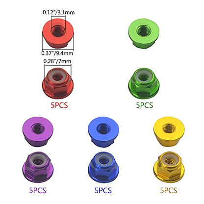 WMYCONGCONG 25 PCS M4 Aluminum Nylon Lock Nuts M4 Flange Nylon Insert Self-Locking Nut for RC Drone FPV Parts