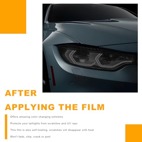 Car Headlight Vinyl Film, 48"×11.8" Self-Adhesive Car Headlight Tint Sticker with Squeegee & Cutter, Waterproof Wrap Film Roll for Vehicle Headlights Taillights Fog Lights (Matte Black) - color: Matte Black