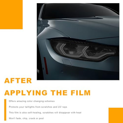 Car Headlight Vinyl Film, 48"×11.8" Self-Adhesive Car Headlight Tint Sticker with Squeegee & Cutter, Waterproof Wrap Film Roll for Vehicle Headlights Taillights Fog Lights (Matte Black) - color: Matte Black