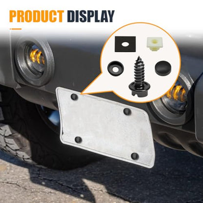 Rustproof Car License Plate Screw Kit, Stainless Steel Anti-Theft Anti-Rattle License Plate Frames Cover Fasteners, Universal Auto Self-Tapping Mounting Bolts for Car/Truck/SUV (8Sets) - size: 8Sets