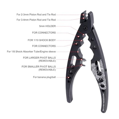 RC Shock Pliers Multi-Function Tool RC Shocks Tools for Assembly & Disassembly, Rod Ball Clamp for RC Car Repairs and Upgrades