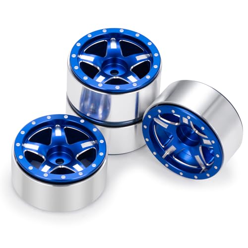 RCHUBAM 4PCS 1.3" Metal Beadlock Wheel Rim for SCX24 TRX4M RC Upgrade Parts | Aluminum Alloy Wheel Hub,RC Replacement Accessories,3 Color - color: Blue
