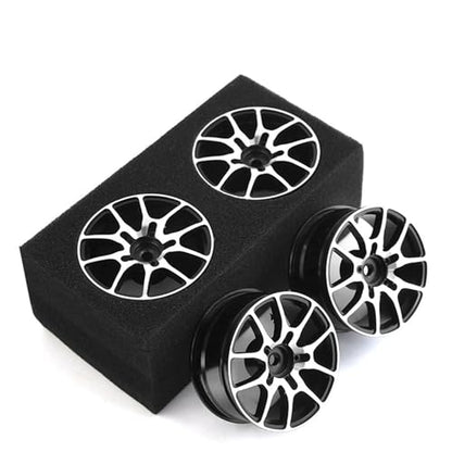 1/10 RC On Road Drift Wheels Rims Hex 12mm Metal Rally Racing Hubs for 1:10 Scale Touring Street Car Tires Tyres Tamiya TT01 TT02 HSP 2S 3S Brushless HPI KYOSHO XV02 XV01 4PCS (Black) - color: Black