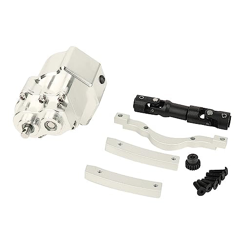All Metal Front Planetary Motor Transmission Prefixal Gearbox Transfer Case with Hardened Steel Drive Shaft for 1/10 RC Crawler Car Axial SCX10 & SCX10 II 90046 Upgrade Parts (Silver) - color: Silver