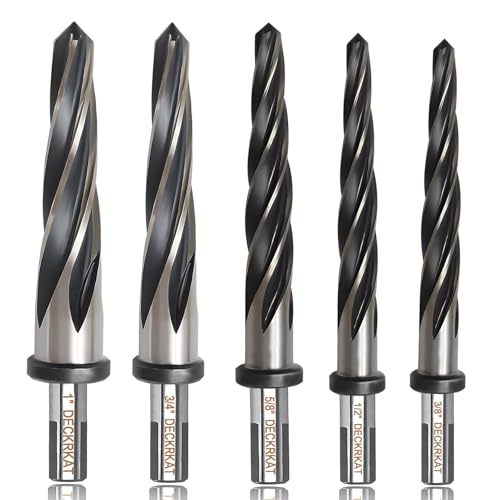5-Piece 3/8", 1/2", 5/8", 3/4", 1" Reamer Drill Bit for Metal, M2 HSS Taper Reamer for Steel, Alloy, Wood, Plastic to Align, Enlarge Holes – 5-Spiral Flutes, 1/2" Non-Slip Shank, Construction Reamer. - size: 5 Piece Reamer Kit