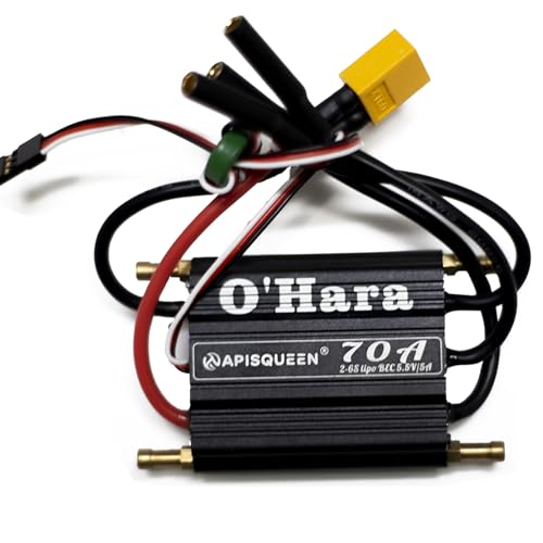 O'Hara 70A 2-6S LiPo ESC Waterproof Brushless Electronic Speed Controller with BEC and XT60 4.0mm Banana Head Connector for RC Boats Model Ship - size: 70A ESC
