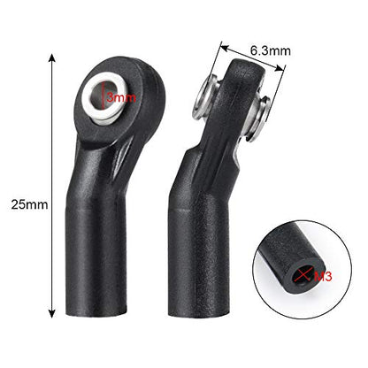 10Pcs M3 Rod Ends Plastic Black M3 Balls Ends for Axial D90 SCX10 RC Crawler Car (Black D) - color: Black D
