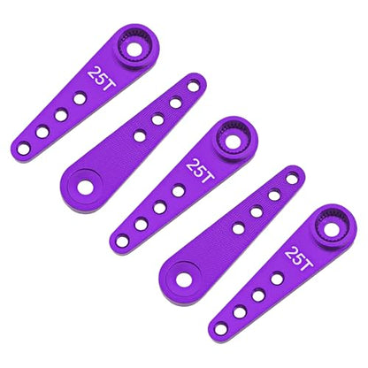 5Pcs ShareGoo 25T Servo Horn 37mm Metal 25 Teeth Extension Steering Arm Server Compatible with Futaba Savox Power HD HSP MG995 MG996 Servos for RC Car Truck (Purple) - color: Purple