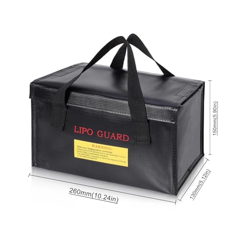 SpeedyFPV Portable Lipo Battery Safety Bag Guard Fireproof Fiberglass Charging Bag (10.25 x 5 x 6 Inches) - style: 10.25 X 5 X 6 Inches