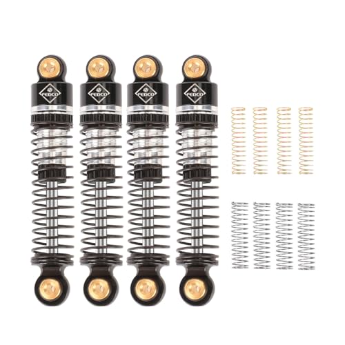 SCX24 Shocks 47MM Oil-Filled Damper For Axial SCX24 Upgrades | Long Travel Threaded Oil Shocks Absorber for 1/24 RC Crawler - color: silver
