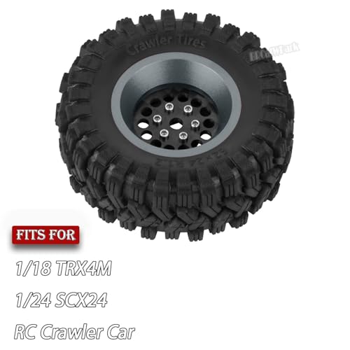 RC 1.2" Carbon Fiber Beadlock Wheels and Tires for 1/18 TRX4M,1/24 SCX24 RC Crawler Car,4PCS Carbon Fiber 1.2 Wheels Rims & Rubber Tires - E - style: 1.2 Tires - (E)