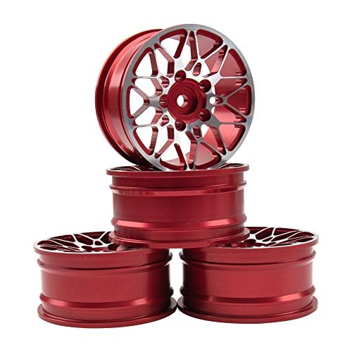 ShareGoo Metal Wheel Rims RC 12mm Hex Hubs 1/10 RC Drift On-Road Racing Touring Wheel Rim Compatible with HSP Tamiya Kyosho RedCat Sakura WLtoys Universal 1/10 RC Scales (Red) - color: Red