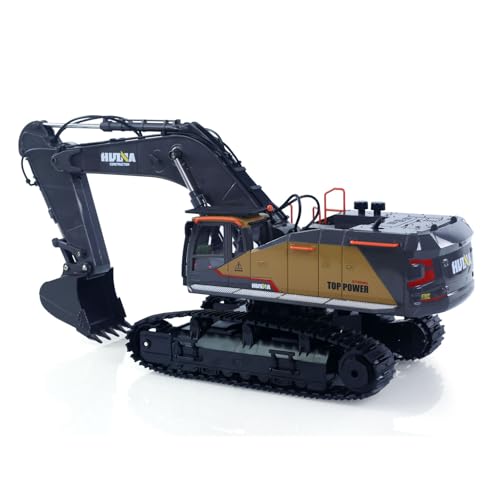 US in Stock, HUINA 1592 1/14 RC Excavator | 680° Rotatable, RC Metal Construction Vehicle with Light & Sound, 2.4GHz 50M Remote, RTR RC Digger with Battery Charger