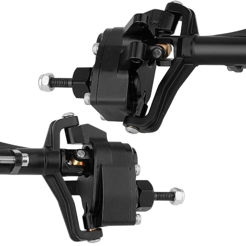 Metal Front and Rear Portal Axle Completes Set with Servo Mount for Axial 1/10 RC Crawler Capra 1.9 UTB AXI03004 AXI03000T1 T2 Buggy F9 Upgrade Parts (Black) - color: Black