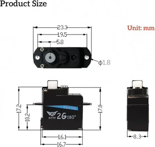2PCS 2G Plastic Gear Mini Servo, 3.7-5V RC Micro Digital Servos Kit for RC Helicopter Airplane Car Boat & Robot Parts (JST Connector)