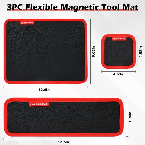 TOOLEAGUE 3Pcs Magnetic Tool Mat with 25Lb Telescoping Magnetic Pickup Pen | 3 Different Size Parts Tool Holder Pad for Organizing Mechanic Wrench Screw Bolts Nuts and Other Small Metal Parts - size: 3Pcs Magnetic Mats with Pickup Tool