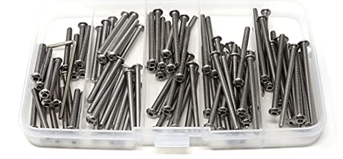 iexcell 100 Pcs M3 x 30/35/40/45/50 Stainless Steel 304 Hex Socket Button Head Cap Screws Bolts Assortment Kit - size: M3 x 30/35/40/45/50mm