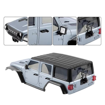 Rc Frame Chassis Parts For TRX4M For Bronco For Defender 1/18 6.10" Wheelbase ABS Hardtop Body Kit With F&R Bumpers RC Crawler Parts Replacement(Gray) - color: Gray
