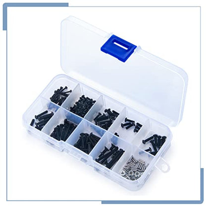 206Pcs RC Screws Kit Pins M2.5 Nuts Screw Assortment Set | For TRX4M Upgrades 1/18 Scale, RC Crawler Car, Accessories