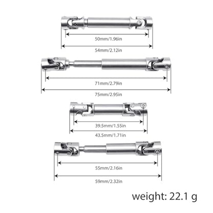 2Pcs Stainless Steel Universal Joint Drive Shafts Chassis Center Driveshaft for 1/18 RC Crawler Redcat Ascent-18 Upgrade Parts