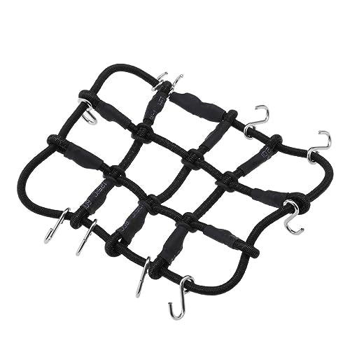 SING F LTD Remote Control Car Roof Cargo Net Compatible with Axial Gladiator Bronco 1/24 RC Crawler Elastic Car Accessories with Hooks 6.5 * 8CM, Black - color: Black
