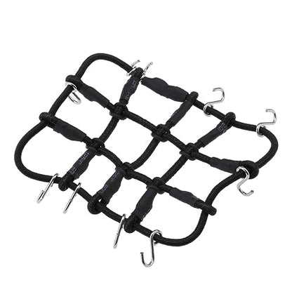 SING F LTD Remote Control Car Roof Cargo Net Compatible with Axial Gladiator Bronco 1/24 RC Crawler Elastic Car Accessories with Hooks 6.5 * 8CM, Black - color: Black