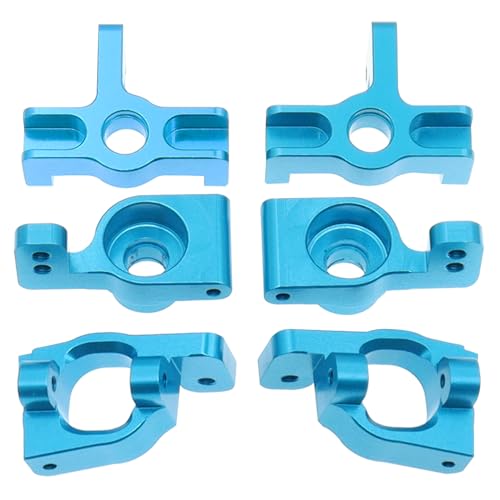6PCS Metal Front Steering Cup&C seat&Rear Wheel hub Compatible with WLtoys Compatible with WLtoys 1/14 144010 144001 144002 1/12 124016 124017 124018 124019 RC Car Upgrade Parts (Blue) - color: Blue