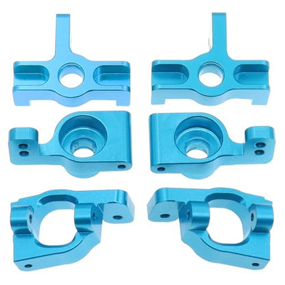 6PCS Metal Front Steering Cup&C seat&Rear Wheel hub Compatible with WLtoys Compatible with WLtoys 1/14 144010 144001 144002 1/12 124016 124017 124018 124019 RC Car Upgrade Parts (Blue) - color: Blue