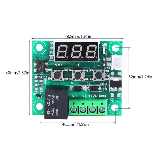 2Pcs W1209 Digital Thermostat – 12V Temperature Controller with Water Proof Sensor for Industrial Use, -50~110°C Range & 0.1°C Precision