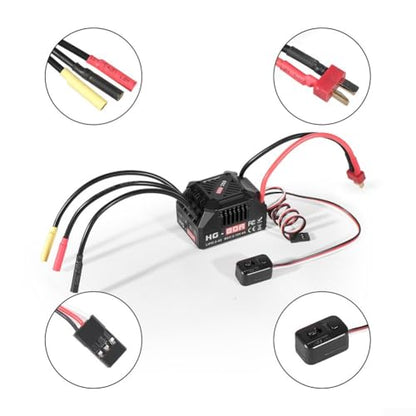 HG-80A 80A Sensorless Brushless ESC Waterproof Dustproof Design with Adjustable Brake and Throttle Settings for 1/10 Scale RC Buggy Truck On-Road Off-Road Models(C) - size: size:c