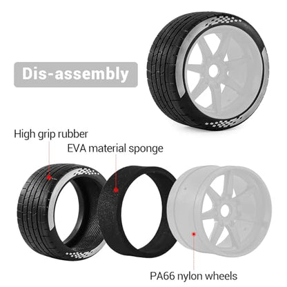 4PCS RC Highway Off-Road Truck Wheels & Tires - Compatible with 1/8 Typhon 6S BLX, 1/7 Infraction 6S BLX/Limitless - Foam Insert Plastic Rims (White(4pcs)) - color: White(4pcs)